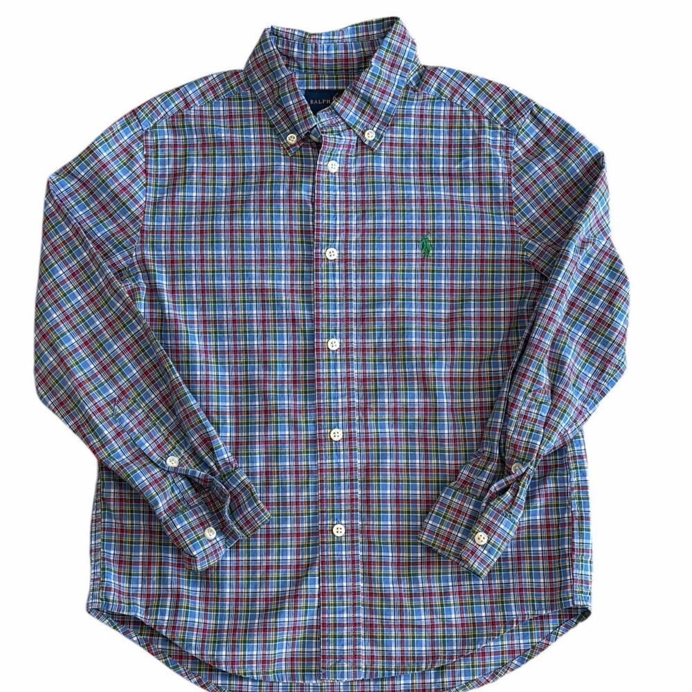 RALPH LAUREN Boys Long Sleeve Plaid Button Down Size 6